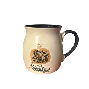 Be Thankful Cream and Black Mug